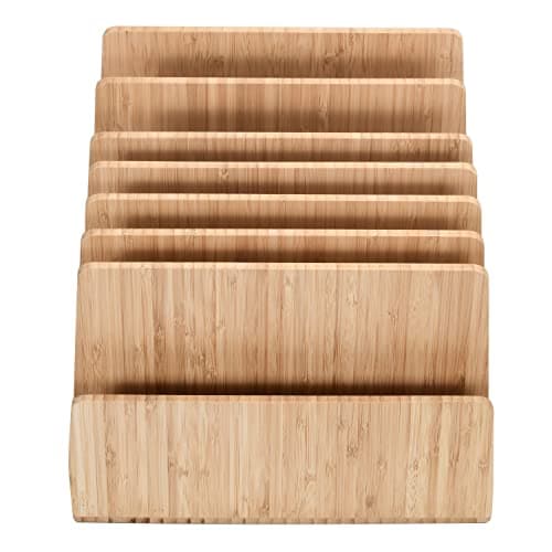 MobileVision Bamboo Device Organizer for Smartphones, Tablets and Laptops, 7 Slots With Extra Wide Slots for Laptops 5