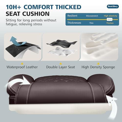 Office Chair, Executive Leather Office Chairs with Rocking Function, Big and Tall Ergonomic Computer Chair with Lumbar Support Flip-Up Armrests, Comfortable Gaming Chairs for Home Ofiice 6