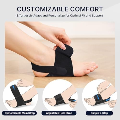 Fit Geno Arch Support Braces for Plantar Fasciitis Relief - Adjustable Compression Bands with Gel Pads, Non-Slip Design for Flat Feet, High & Fallen Arches 5