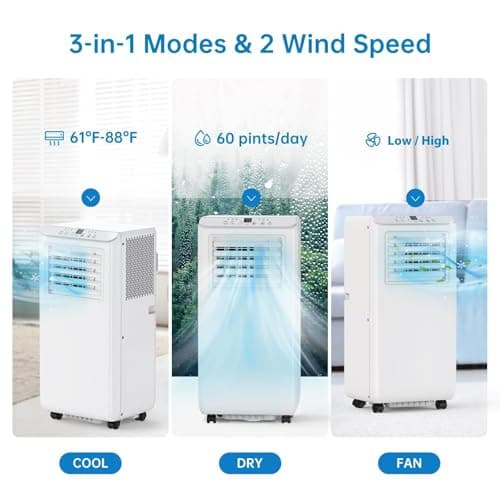 Portable Air Conditioners 10,000 BTU, Quiet Operation with Remote Control, Cools Rooms Up to 450 Sq. Ft, Portable AC Unit for Office Dorm Rooms, White 4