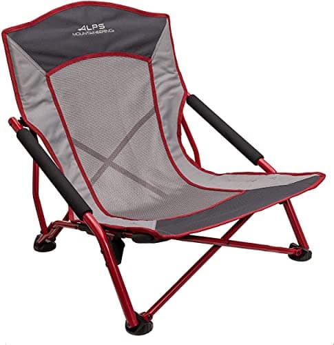 ALPS Mountaineering Rendezvous Low Camping Chairs for Adults with Arms, Cool Mesh Center, Powder Coated Steel Frame, Compact Folding Design and Carry Bag, Salsa/Charcoal - New