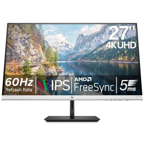 HP 27-inch Monitor with Height Adjust (27f 4K, Natural Silver and Black) (Renewed)