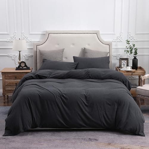 PURE ERA Jersey Knit Pillowcases 100% T-Shirt Cotton Super Soft Comfy Breathable, Set of 2, Standard 20" x 26", Heathered Charcoal Grey 8