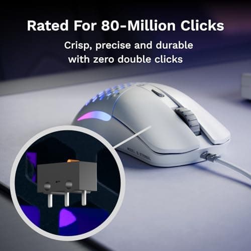 GLORIOUS Model O Eternal Ultralight RGB Gaming Mouse - Wired - 55g Lightweight - Customizable RGB Lighting - 6 Programmable Buttons - Symmetrical Design - 12K DPI Optical Sensor - PC/Mac - White 6
