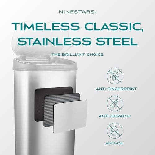 Ninestars DZT-50-25 Motion Sensor Trash Can, Large, Silver 5