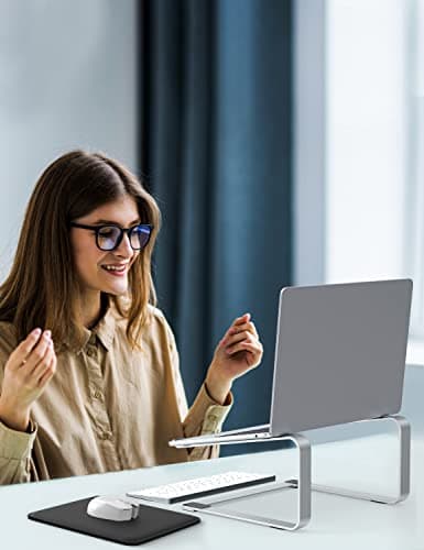 SOUNDANCE Laptop Stand for Desk, Metal Computer Riser, Heavy Stable PC Holder, Ergonomic Laptops Elevator for 12 to 17.3 Inches Notebook Computer, Silver 7