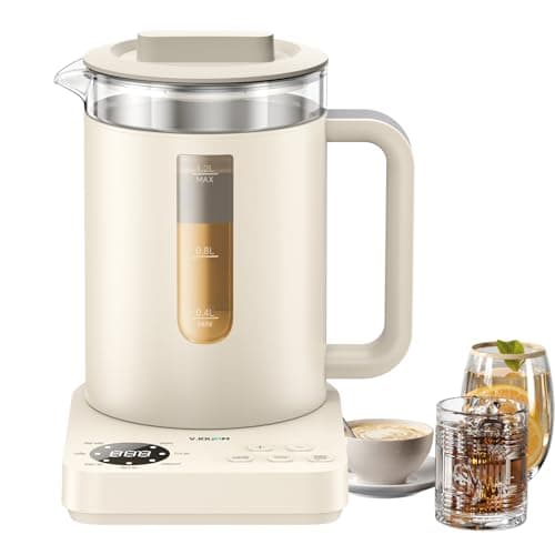 VJQUMM 1000W Electric Kettle 1.2L Capacity Health pot, temperature control Glass pot for loose tea steeper, Hand-brew coffee, Fast Water Heating, hot drink making, Daily home tea brewing