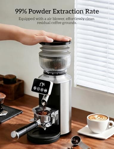 Neretva Espresso Grinder, 2 in 1 Professional Coffee Bean Grinder Stainless Steel Suit 51~58mm Portafilter Burr Coffee Grinder 30 Precise Setting&Anti-Static for Espresso/French Press/Drip/Moka-Silver 6