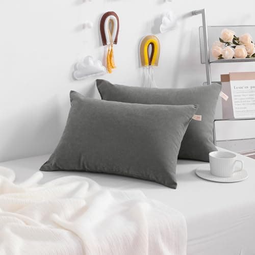 NTBAY Toddler Pillows, Down Alternative 13"x18" Pillow, Machine Washable - Soft and Breathable Travel Small Pillows for Sleeping, Ideal for Daycare, Crib, Cot, Dark Grey 2