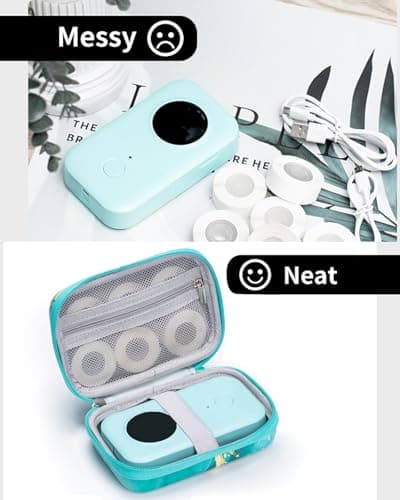 Memoking T02 Hard Storage Case - Compatible with Phomemo D30, SUPVAN E10, NIIMBOT D11, JADENS D110 and More, with Zipper Mesh Pocket, Waterproof Shockproof, Gradient Green (Only Case) 7