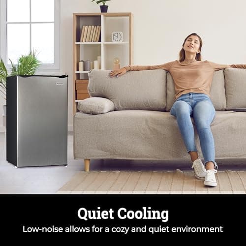 Igloo 3.2 Cu.Ft. Mini Fridge with Freezer - Single Door Compact Refrigerator with Glass Shelves for Homes, Dorms & Offices- Keep Snacks, Drinks & Frozen Foods Cool with Temperature Control Mini Fridge 6