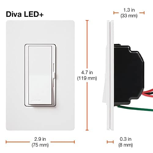 Lutron Diva LED+ Dimmer Light Switch for Dimmable LED, Halogen, and Incandescent Bulbs, 150 Watt, Single-Pole or 3-Way, DVCL-153P-WH, White 9