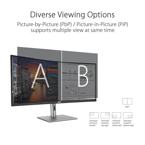 ASUS ProArt Display 34” Ultrawide Curved Professional HDR Monitor (PA34VCNV) - IPS, 21:9 3440 x 1440, 3800R Curve, 100% sRGB/Rec709, ΔE<2, Calman Verified, USB-C Docking PD 96W, RJ45, 3 Year Warranty 9