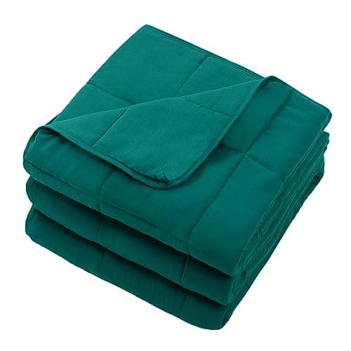 Green Weighted Blanket for Adults 12lbs, 48"x72", Twin Full Size Cooling Heavy Throw Blanket for 110-130lbs, Microfiber Soft Thick Big Blankets Weighted Comforter Breathable Gift for Sleeping 6