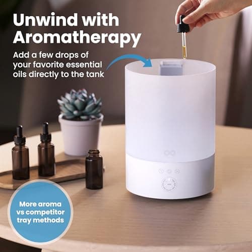 Everlasting Comfort 2.5L Top Fill Humidifier for Bedroom – Quiet, Easy to Fill & Clean, 24HR Runtime, Night Lights, Timer, Ultrasonic Cool Mist, Auto Shut-Off, Essential Oil Diffuser - White 7
