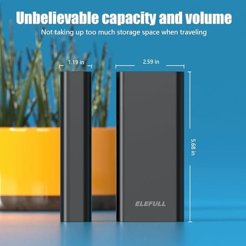 50000mAh Portable Charger, Built-in Cable 22.5W QC 3.0 PD USB C Power Bank, Fast Charging with, LED Flashlight, External Mobile Phone Batteries Compatible with iPhone (Black2, 50000, Milliamp Hours) 7