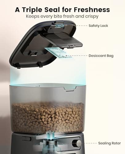 oneisall Automatic Cat Feeder, WiFi Cat Food Dispenser with App Control, Auto Cats Feeder Automatic for Dry Food, Smart Pet Food Dispenser with Portion Control for Small Pets Indoor 7