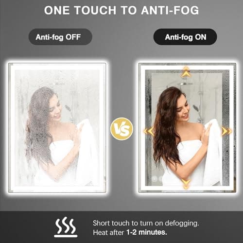 24"x 36" LED Bathroom Mirror with Stepless Dimmable Wall Mirrors with Anti-Fog, Dimmable CRI>90, Vanity Mirror with 3 Color Modes, Shatter-Proof, Memory Bathroom Mirror with LED Lights 6