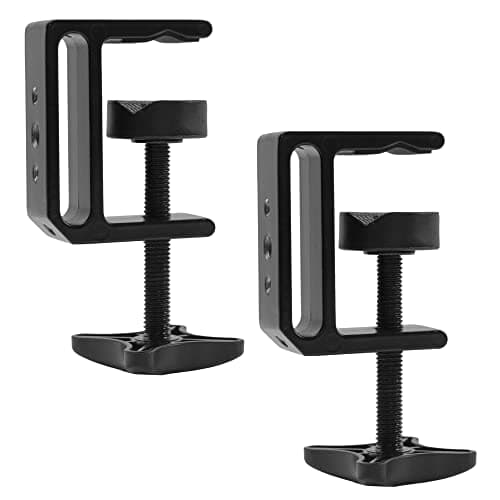 VIVO Aluminum C-Clamp with 1/4 inch-20 and 3/8 inch-16 Female Socket, 5 Mounting Threads, up to 1.8 inch Desktops, 2 Pack, Black, MOUNT-CP02