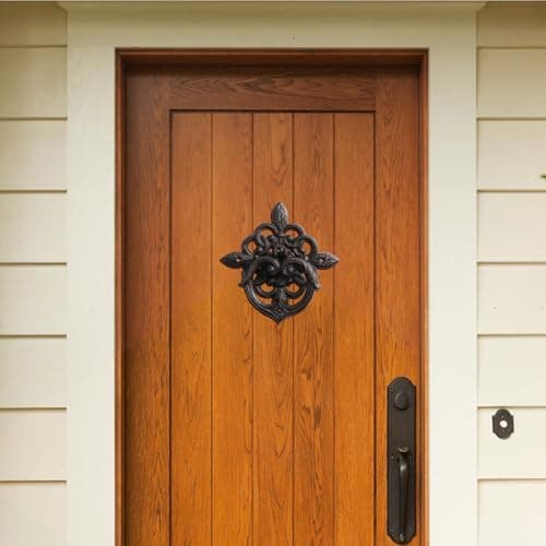 Bolifish Black Antique Front Door Knocker, Gothic Cast Iron Petal Leaf Door Handle Decoration Outdoor、Home Garden and Farmhouse (1 Pack) 6