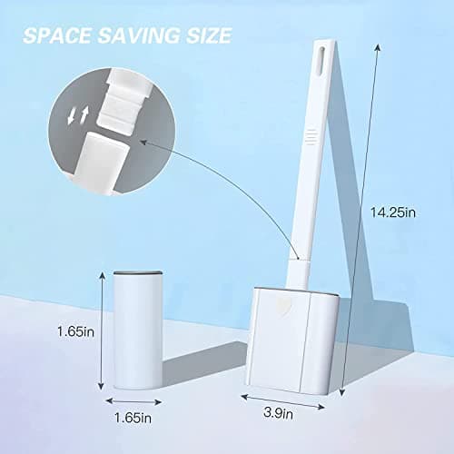 Canvint Silicone Toilet Brush and Holder 2 Pack, Toilet Brush and Holder Set for Bathroom Deep Cleaning Flexer Rubber Toilet Brush Floor Standing & Wall Mounted Without Drilling, White-new- 2 Pack 6
