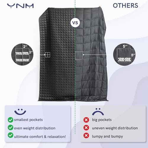 YnM Cotton King Size Weighted Blanket for Adults (88x104 Inches, 20 Pounds, Army Green), Smallest Compartments with Cooling Glass Beads,Heavy Blanket for Two Persons of 90~160lbs on Queen or King Bed 6