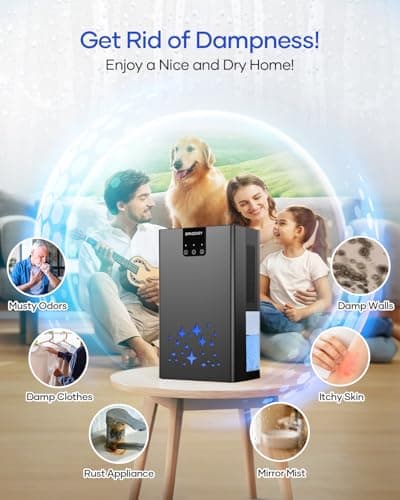 Dehumidifier, 95 OZ Water Tank Dehumidifiers for Home, 1000 sq. ft. Dehumidifier for Basement Bathroom Bedroom with Auto Shut Off, 7 Colors LED Light, Quiet Dehumidifiers with Sleep Mode, Black 7