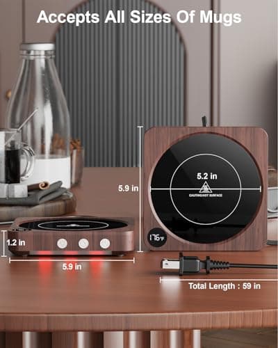 House Gem Mug Warmer - 36W Coffee Mug Warmer for Desk with Temperature Display, 2-12Hrs Auto Shut Off, Smart Candle Warmer - Ideal Coffee Gifts Accessories Keep Beverages Coffee Warmer (Wood) (Wood) 6