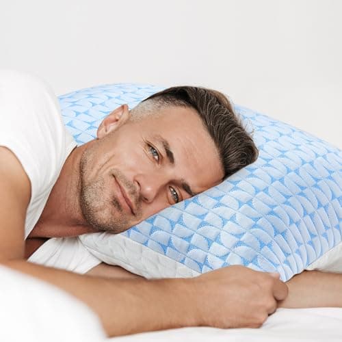 QUTOOL Firm Pillow Shredded Memory Foam, Cooling Pillow for Hot Sleeper, Adjustable Bed Pillow for Side Back Stomach Sleepers, Washable Cover, CertiPUR-US Certified, Queen Size Set of 2 9