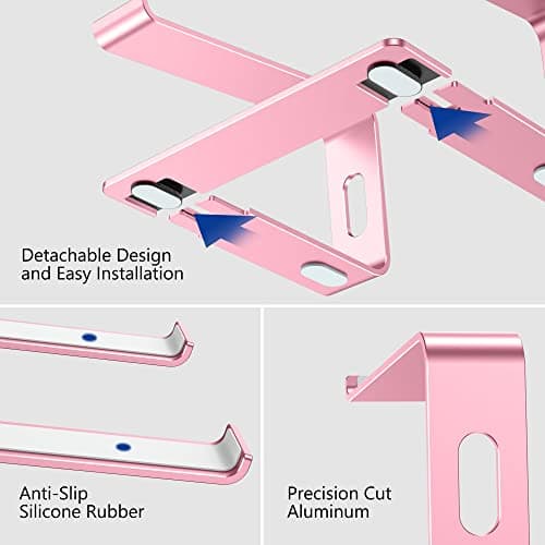 BESIGN LS03 Aluminum Laptop Stand, Ergonomic Detachable Computer Stand, Notebook Holder Compatible with Air, Pro, Dell, HP, Lenovo More 10-15.6" Laptops, Pink 5