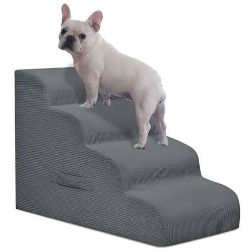 Mesa Lemon Dog Stairs for Small Dogs and Cats, 20" H 4 Steps Dog Ramp for High Beds, Couch, Sofa, Waterproof Pet Stairs with Removable Washable Cover, Non-Slip Sturdy Pet Steps