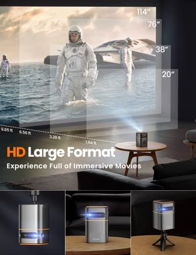 FATORK Mini Projector with 5G WiFi,1080P HD Small Projector Short Throw with Tripod, Outdoor Projector for Phone, Rechargeable Portable Projector, Compatible with iOS/Android/TV Stick/HDMI/USB 2.0 7