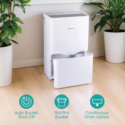 Hisense Energy Star 50-Pint Portable Dehumidifier with Auto-Shutoff and Timer, Home Dehumidifier and Moisture Absorber For Basement, Garage, Living Room in White 7