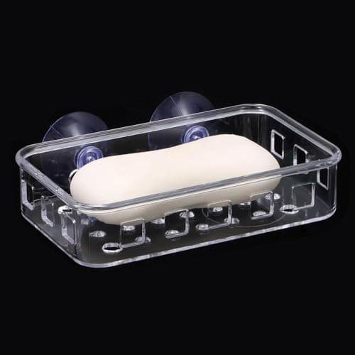 gifthub 2 Pcs Suction Cup Soap Dish Holder, Multi-Purpose Wall Suction Plastic Soap Box Strong Bearing Capacity NO-Drilling for Bathroom, Kitchen Sink, Bar Soap, Sponge 7