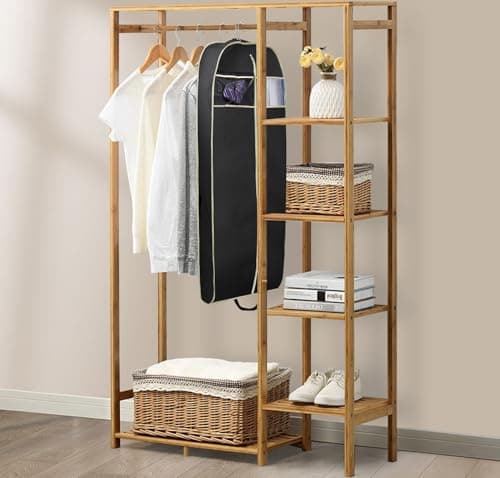 MISSLO 43" Gusseted Travel Garment Bag with Accessories Zipper Pocket Breathable Suit Garment Cover for Shirts Dresses Coats, Black 8