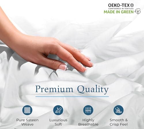 Royale Linens 400 Thread Count 100% American Grown Cotton Fitted Sheet King Size - All Around Elastic Fitted Sheet - Luxury Sateen Weave - Snug Fit Bottom Sheet Fit Up to 16" (King, Signature White) 8