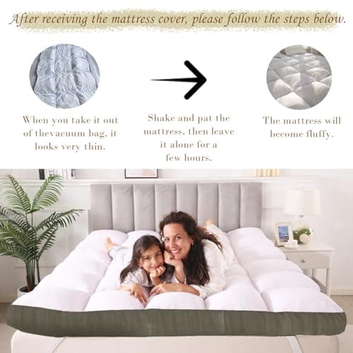 WhatsBedding 4 Inch Memory Foam Mattress Topper Queen Size Memory Foam Filled Warming Cooling Fluffy & Soft 100% Air Fabirc Top Pillow Top, Anti-Slip Bottom, 4 Elastic Straps, 80x60x4 Inch, Queen 7