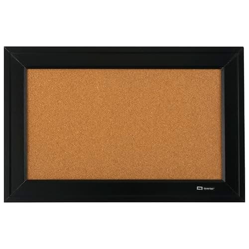 Quartet Cork Bulletin Board, Framed Corkboard, 11” x 17”, Black Frame, Message Board (79279)