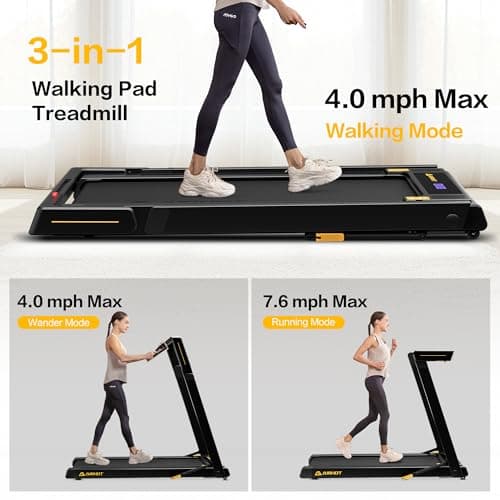 AIRHOT Walking Pad Treadmill，3.0HP Under Desk Treadmil for Home Office，3 in 1 Portable Folding Treadmil with Remote Control & LED Touch Display 300 lbs Weight Capacity 7