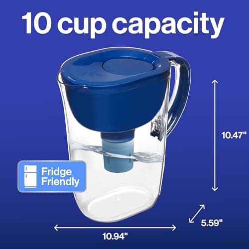 Brita Everyday Elite Water Filter Pitcher, Removes 99% of Lead, Includes 1 Filter, 10-Cup Capacity, Blue 12