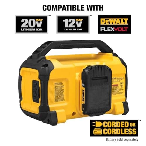 DEWALT 20V MAX Bluetooth Speaker, 100 ft Range, Durable for Jobsites, Phone Holder Included, Lasts 8-10 Hours with Single Charge (DCR010) 6