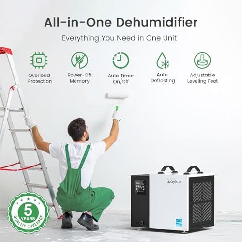 Waykar 70 Pint Energy Star Crawl Space Dehumidifier with Pump, Commercial Dehumidifier for Basements and Home, for Spaces up to 5000 Square Feet, Smart Humidity Control - 5-Year Quality Coverage 8