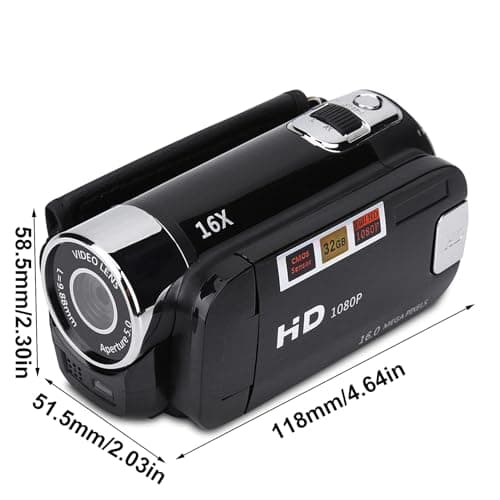 Handheld Video Camcorder FHD 16x Digital Zoom, Tragbar Digital Camera with COMS Sensor, Builtin Speaker, 270 ° Rotary Screen, Video Camera for Kids(Black) 8