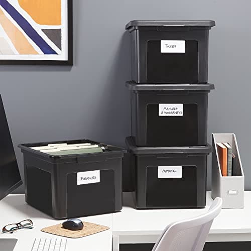 STAPLES Hanging File Folder Box, Storage Bin Organizer, Snap Lid, Letter & Legal Size Documents, Black 7