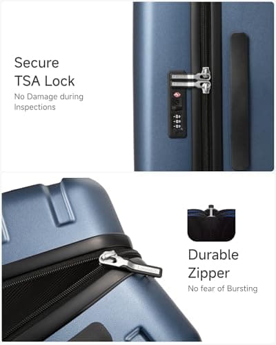 LUGGEX Carry On Luggage 22x14x9 Airline Approved, L2 100% PC Hard Shell Travel Suitcase with Smooth Spinner Wheels, TSA Lock (EX-Core, Black, 20 Inch, 40L) 5