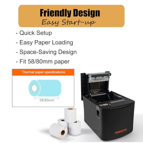 Rongta Thermal Receipt Printer, 80mm High-Speed POS Printer with Auto Cutter, 250mm/s, Ideal for Kitchen & Small Business, Compatible with Windows, Linux, MacOS 5