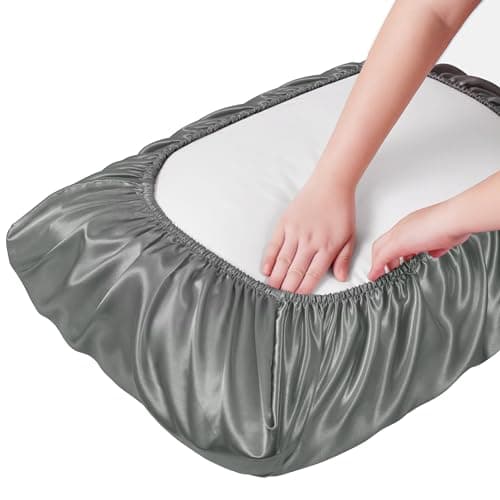 Manyshofu Satin Pillowcases for Hair Protection - 2Pcs Grey Pillow Cases, Elastic Band Standard & Queen Satin Pillowcases Luxury Silky Pillow Cases Travel Pillow Covers 7