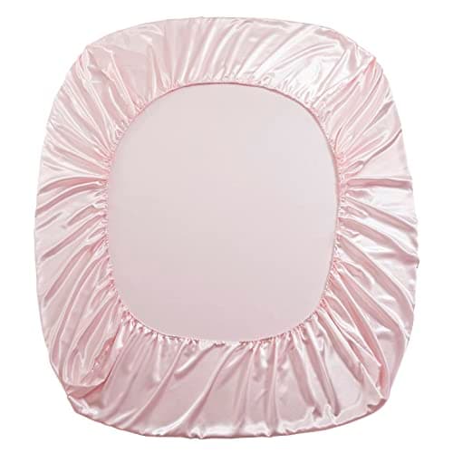 HommxJF Silk Satin Blush Pink Twin Fitted Sheet, Deep Pocket Fitted Sheet Only, Breathable, Non- Fading, Fully Elasticized Bed Sheets Sold Separately 6