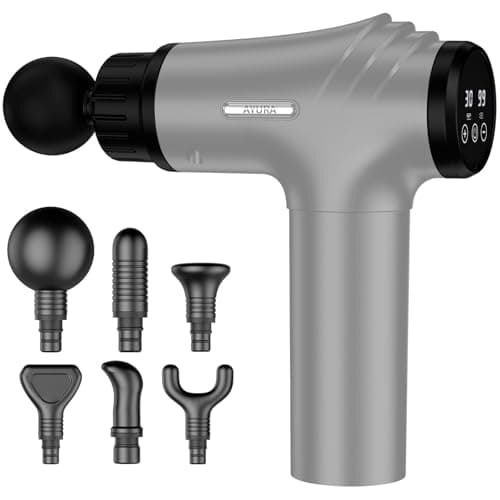 AYURA Massage Gun Deep Tissue, Muscle Massager Gun for Pain Relief, Percussion Massage Gun with 30 Speeds & 6 Heads, Portable Handheld Back Massage Gun for Athlets Men Women