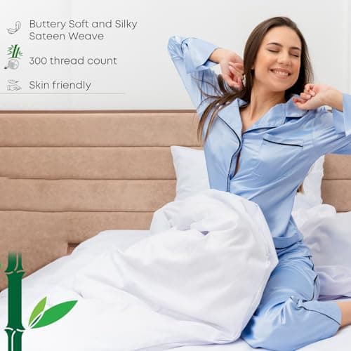 LINENWALAS Fitted Sheet Only Viscose Derived from Bamboo, Bottom Sheet for Twin XL Size Bed – 16” Deep Pocket, All Around Snug Fit – Cooling, Breathable, Soft, Hypoallergenic (White, Twin XL) 9